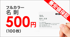 両面カラー名刺、最安値保証！
オススメ￥500