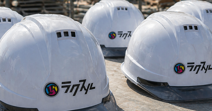 ヘルメットに貼る社名シールの作り方|素材・サイズ・費用【100枚5,581円〜】