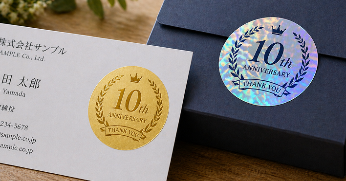周年記念シールの作り方|10周年〜100周年のデザイン・素材・費用をプロが解説